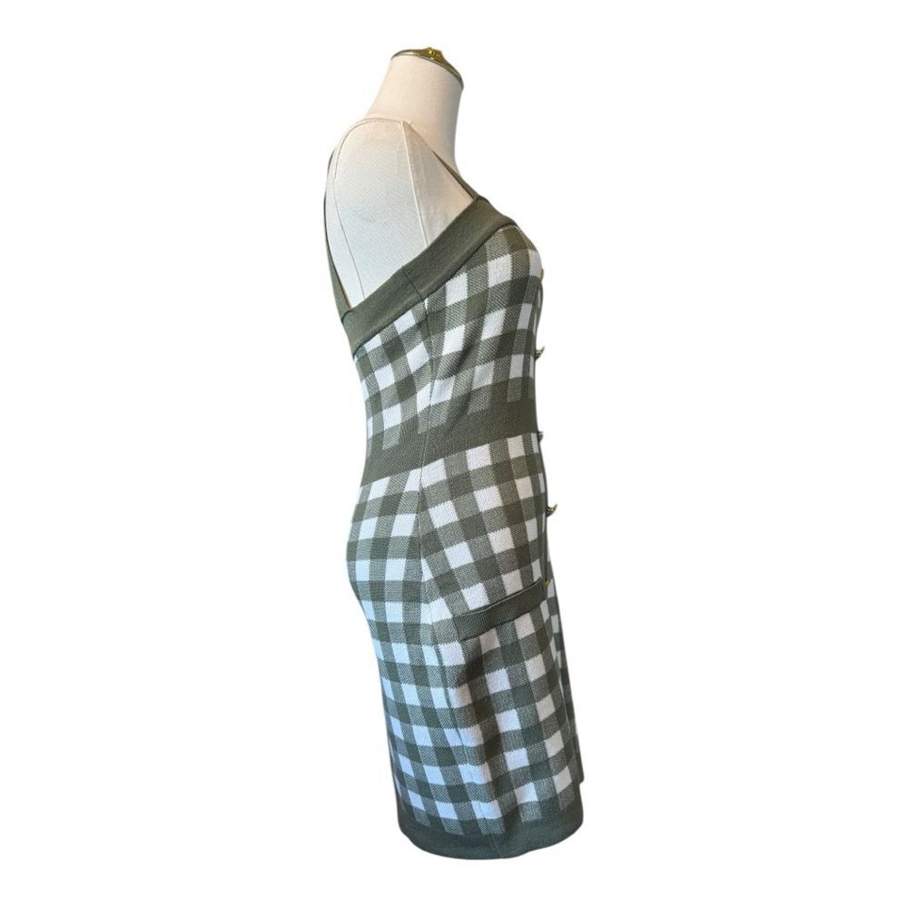Coco and Shay Green and White Plaid Knit Dress with Gold Buttons Small S - Picture 6 of 8